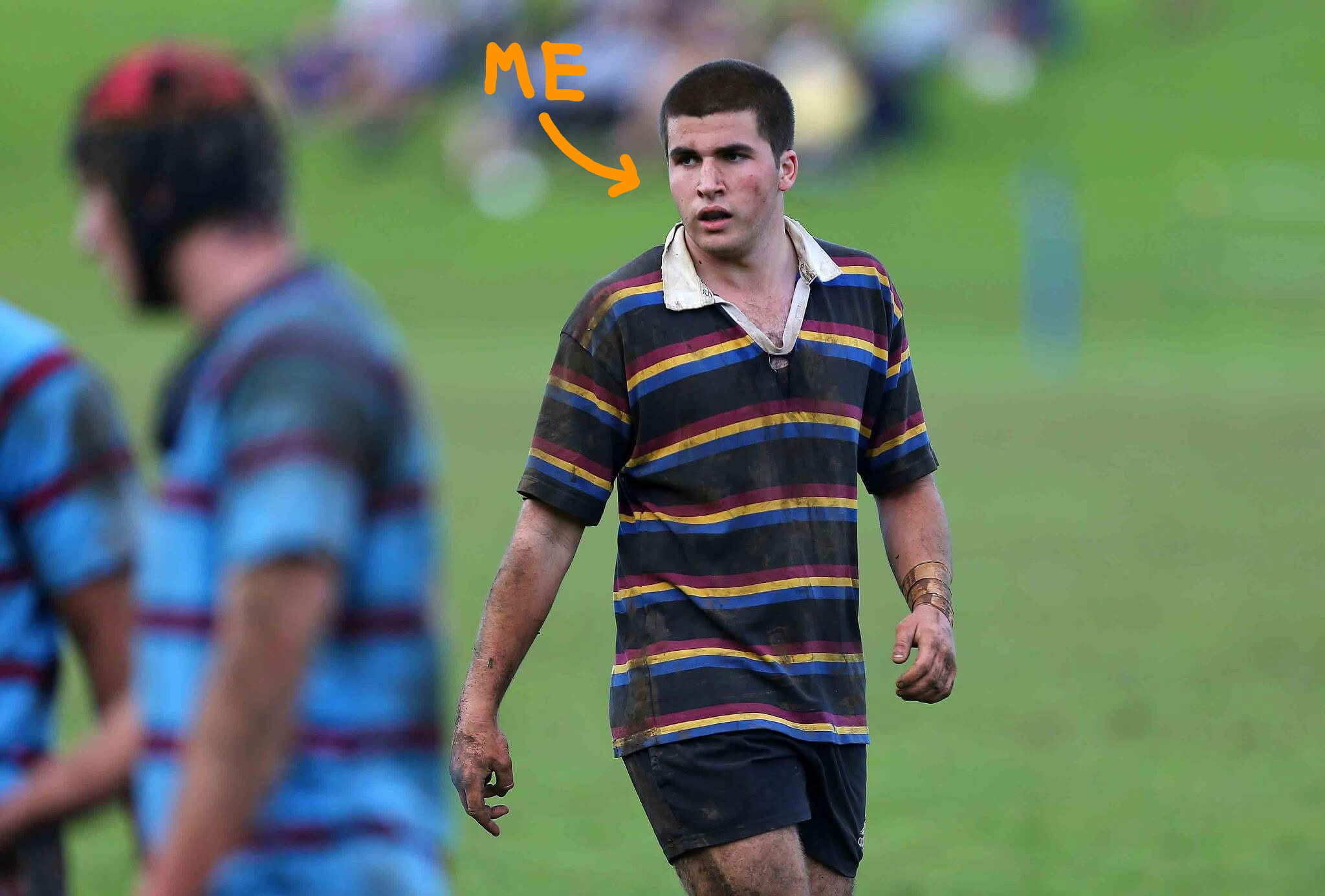 An old photo of BREATHMODE founder, Jozef Wright, playing 2nd XV rugby for Kings College