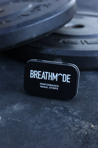 Black BREATHMODE performance nasal strips tin